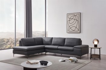 Decker Sectional Sofa in Gray Leather by Beverly Hills [BHSS-Decker Gray]