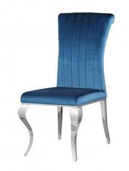 Carone Dining Chair Set of 4 105076 in Teal Velvet by Coaster [CRDC-105076 Carone Teal]