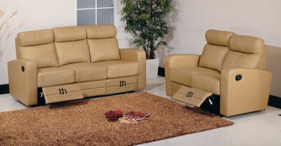 Slope Reclining Sofa by Beverly Hills in Taupe Leather Match