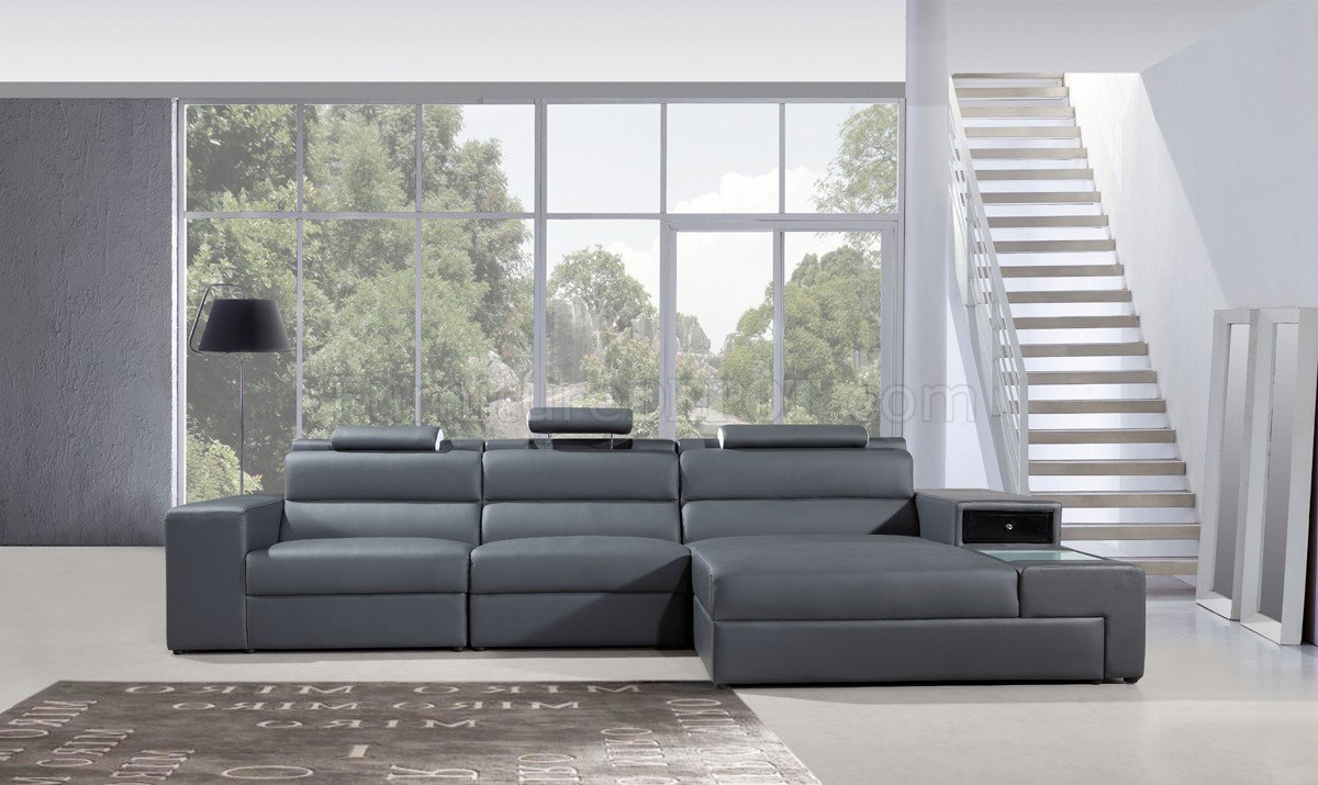 polaris grey bonded leather sectional sofa