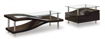 Wenge Finish Modern Coffee Table w/Clear Glass Top [GFCT-759-W]