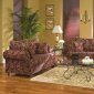 Rust Colored Fabric Contemporary Living Room w/Contrasting Welt