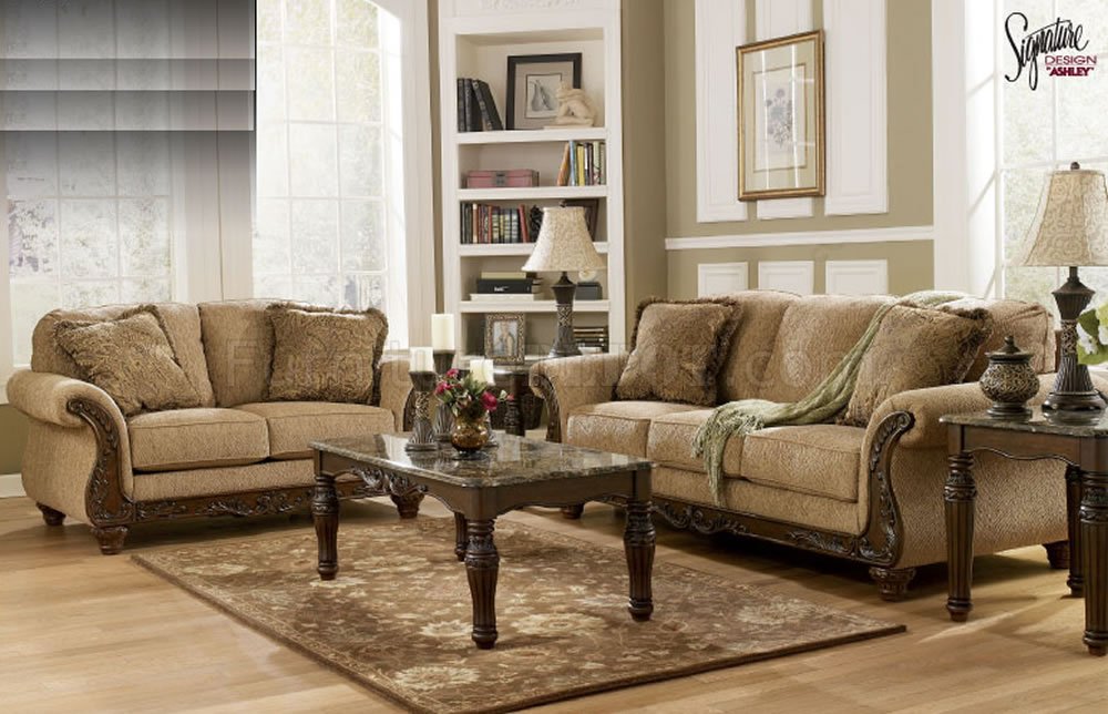 Amber Chenille Fabric Sofa & Loveseat Set by Ashley Design - Click Image to Close