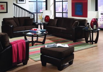 Chocolate Brown Velvet Living Room with Dark Bycast Base [CRS-329-501791]