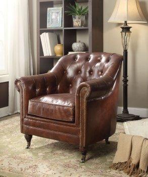 Aberdeen Chair 53627 in Dark Brown Top Grain Leather by Acme [AMAC-53627 Aberdeen]