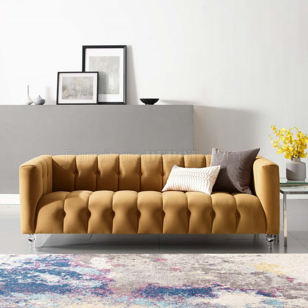 Mesmer Sofa in Cognac Velvet Fabric by Modway - Click Image to Close