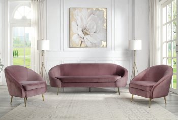 Abey Sofa LV00205 in Pink Velvet by Acme w/Options [AMS-LV00205 Abey]