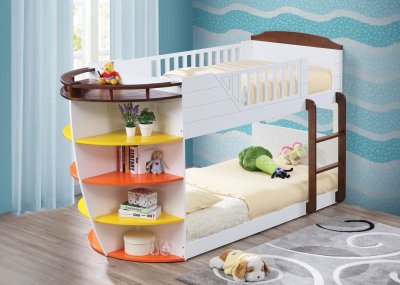 Neptune Bunk Bed 37715 in White & Chocolate by Acme