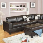Cappuccino Bonded Leather Modern Sectional Sofa w/Ottoman