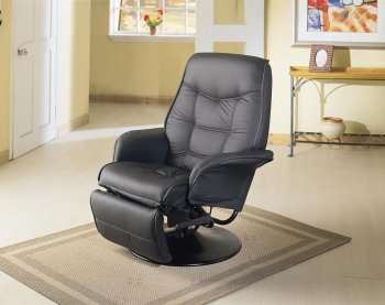 Black Leatherette Cushion Contemporary Swivel Recliner [CRRC-370-7501]