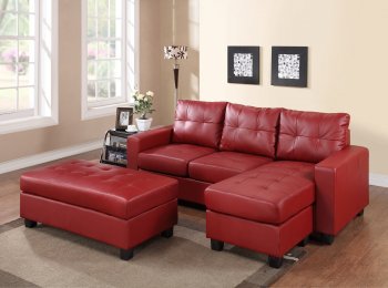 2511 Sectional Sofa Set in Red Bonded Leather Match PU [EGSS-2511]