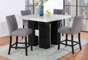D04BT White Dining Room Set by Global w/D8685BS Gray Stools