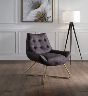 Dhalsim Accent Chair 59666 in Antique Ebony Leather by Acme