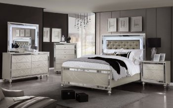 Manar Bedroom Set CM7891 in Silver & Mirror w/Options [FABS-CM7891-Manar]