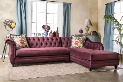 Rotterdam SM2262 Sectional Sofa in Plum Velvet Fabric