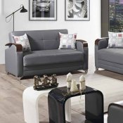 Etro Sofa Bed Convertible in Dark Gray Leatherette by Mobista