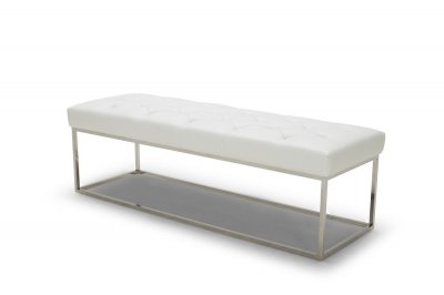 Chelsea Lux Bench White Eco Leather by J&M w/Chrome Steel Base