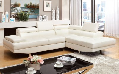 Kemina Sectional Sofa CM6833WH in Bonded Leather Match w/Options