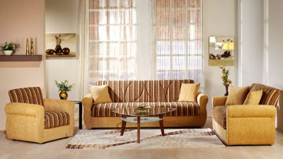 Contemporary Two-Tone Living Room with Storage Sleeper Couch