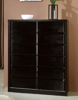 8666 Shoe Case in Wenge w/Black or White Doors by Beverly Hills [BHSC-8666]