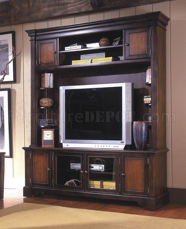 Two-Tone Classic Wall Unit W/Top Storage and Shelves - Click Image to Close