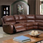 Joanne Power Motion Sectional Sofa CM6951BR in Brown Leatherette