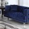 Kendel Sofa & Loveseat Set in Dark Blue Velvet Fabric w/Options
