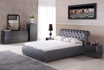 Elegante Bedroom Black Leatherette by American Eagle w/Options
