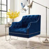Proverbial Accent Chair in Navy Velvet by Modway