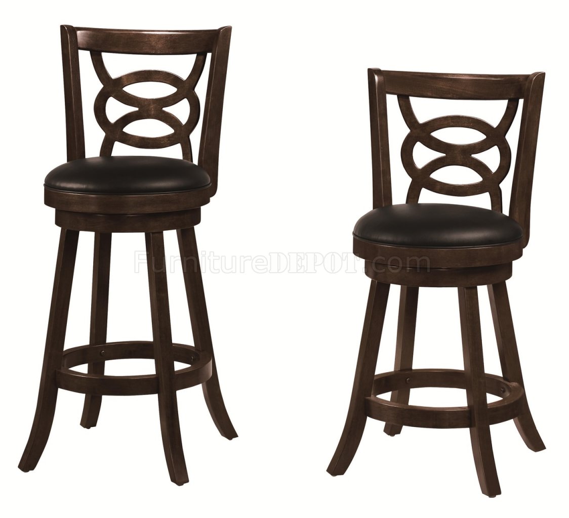 Solid Wood Cappuccino Swivel Bar Stool Chair by Coaster 101930 Set of 2 