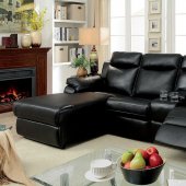 Hardy Reclining Sectional Sofa CM6781BK in Black Leatherette