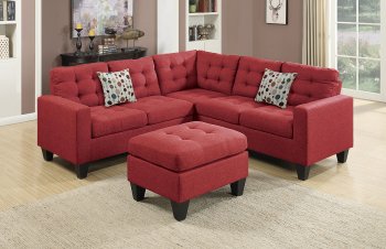 F6936 Sectional Sofa in Carmine Fabric by Boss w/Ottoman [PXSS-F6936]
