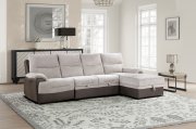 U3822 Motion Sectional Sofa Bed Beige & Brown Fabric by Global