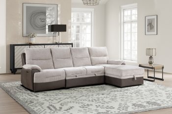 U3822 Motion Sectional Sofa Bed Beige & Brown Fabric by Global [GFSS-U3822 Beige Brown]