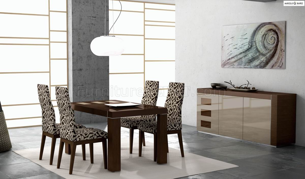 Two-Tone Lacquered Finish Modern Dining Table w/Optional Items - Click Image to Close