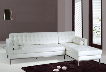 White, Black or Brown Button-Tufted Leather Sectional Sofa [AHUSS-F14]