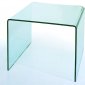 Clear Tempered Glass Contemporary Bent End Table