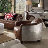 Brancaster Chair 53547 in Brown Leather by Acme w/Options