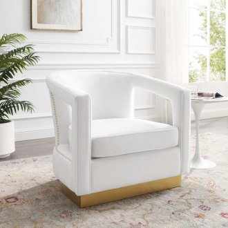 Frolick Accent Chair in White Velvet by Modway