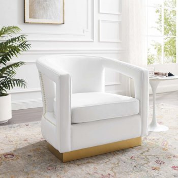Frolick Accent Chair in White Velvet by Modway [MWAC-3888 Frolick White]