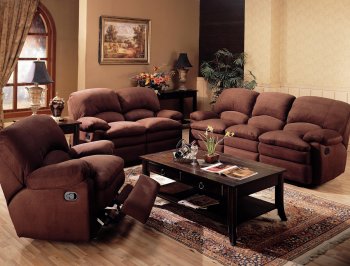 Chocolate Padded Microfiber Reclining Living Room Sofa w/Options [CRS-600321]