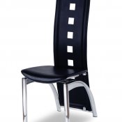 Set of 4 Dining Chairs in Black Leather match