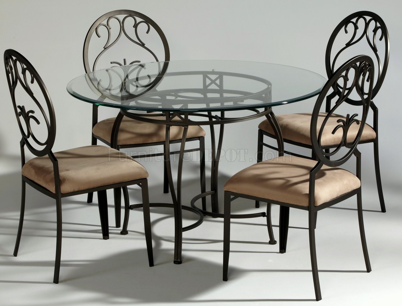 Dark Champagne Metal Modern Dining Table w/Optional Chairs