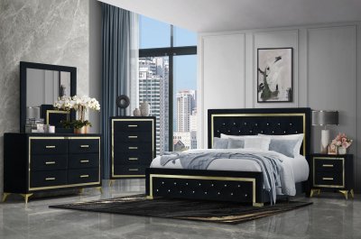 Kingdom Bedroom Set 5Pc in Black by Global w/Options