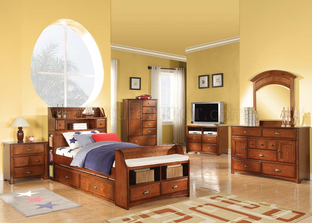 11005 Brandon Kids Bedroom in Antique Style Oak by Acme - Click Image to Close