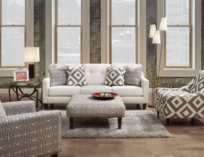 Parker Sofa SM8563 in Ivory Fabric w/Options