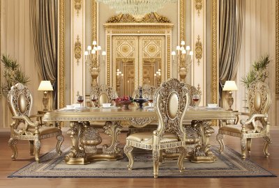 Seville Dining Table DN00457 in Gold by Acme w/Options