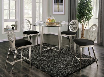 Abner Counter Ht Dining Table FOA3743PT in Silver w/Options
