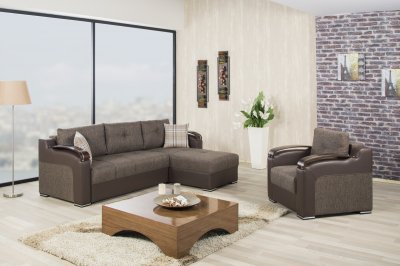 Divan Deluxe Sectional Sofa in Brown Fabric by Casamode