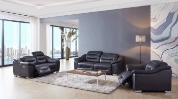 972 Power Reclining Sofa in Dark Grey Leather by ESF w/Options [EFS-972 Dark Grey]